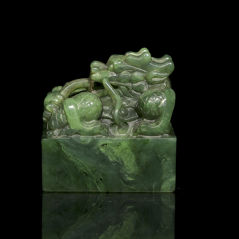 Sello de jade verde espinaca
