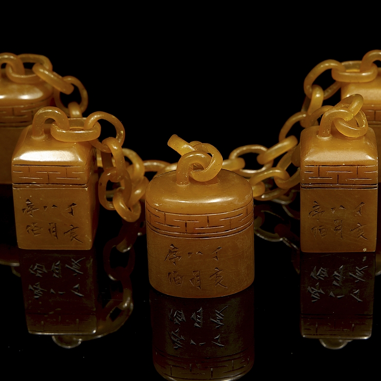 Conjunto de cinco sellos de Shoushan 