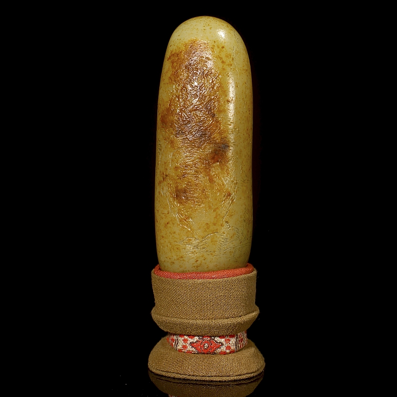 Carved jade stone “Landscape and Poem,” Qing dynasty