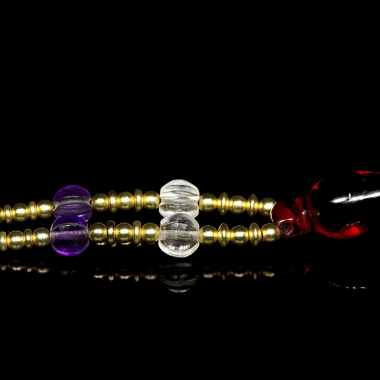Collar de cuentas de cuarzo de colores, dinastía Liao