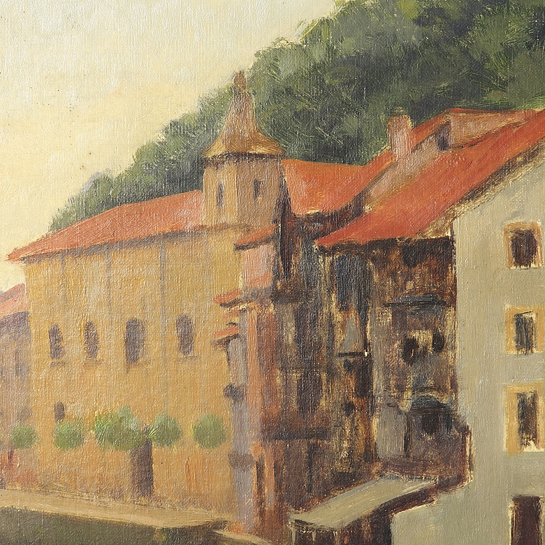 多明戈·索莱尔·吉利 Domingo Soler Gili（1871-1951）《河畔村庄》