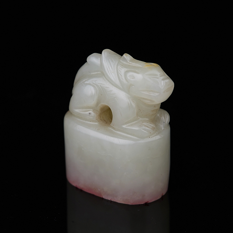 Sello oval de jade blanco de Hetian