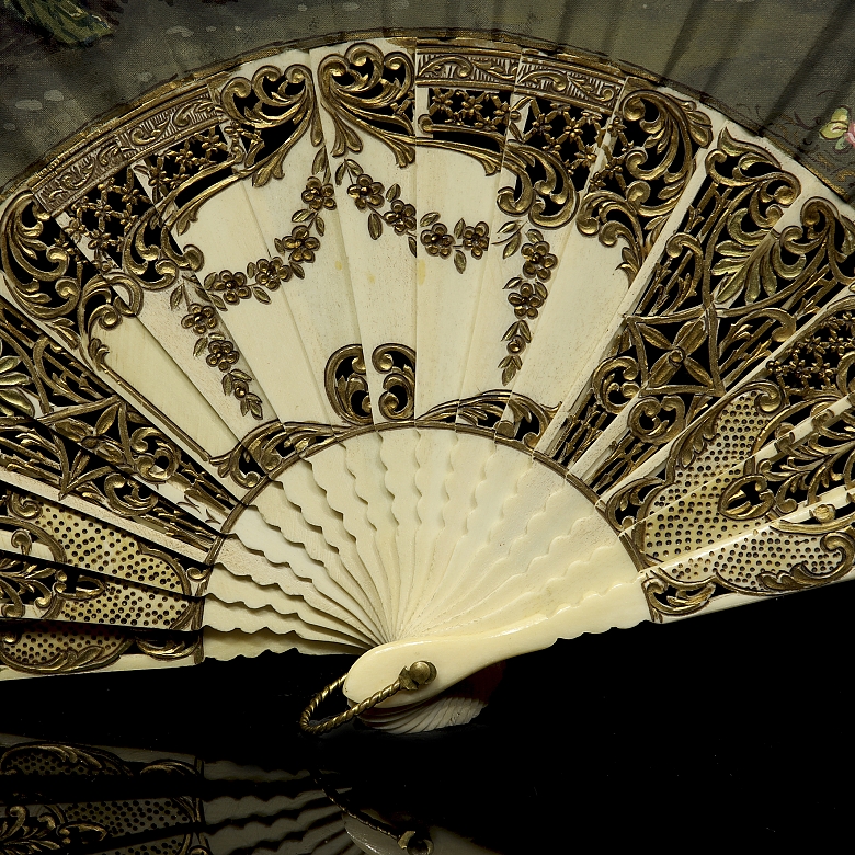 苏艾，《描绘宫廷场景的扇子》，20世纪 - 4