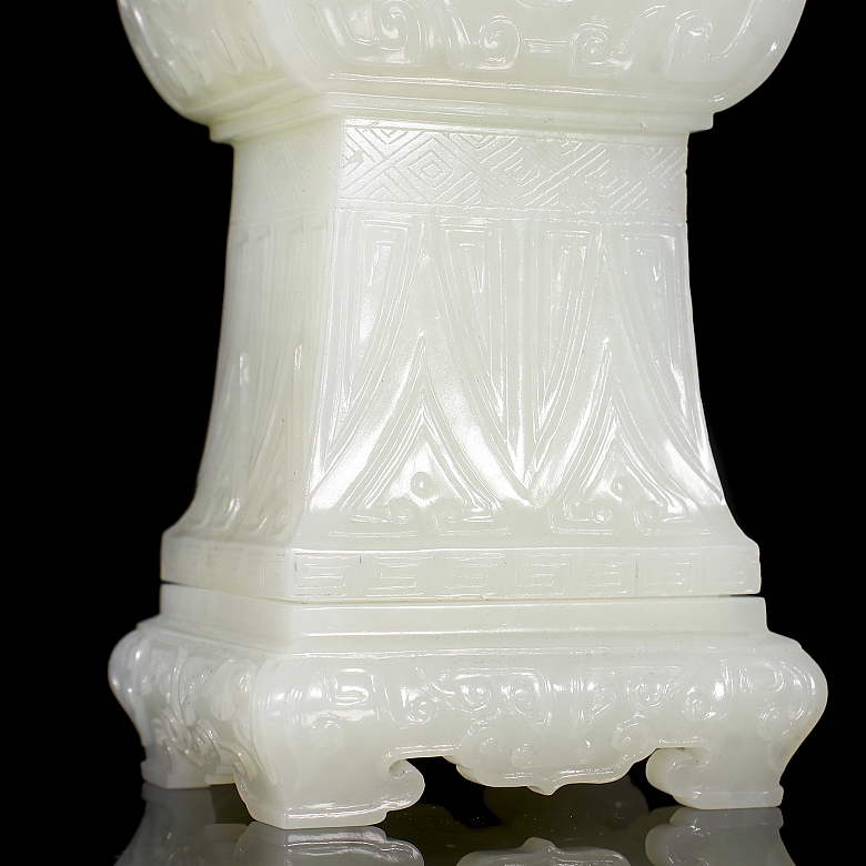 Jarrón de jade blanco de Hetian 