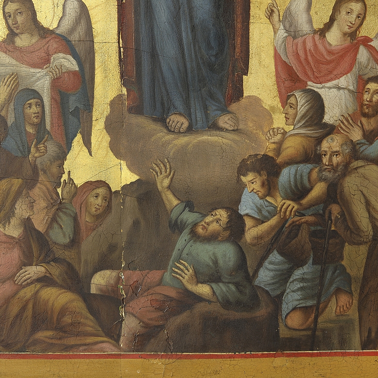 Polychrome icon on wood panel. 19th century.