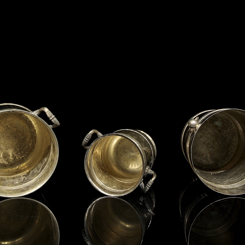 Tres cubiteras de metal plateado, s.XX - 5