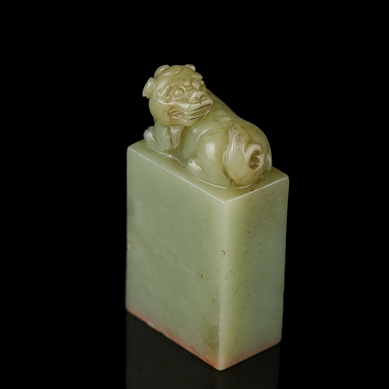 Sello de jade “Animal recostado”, dinastía Qing