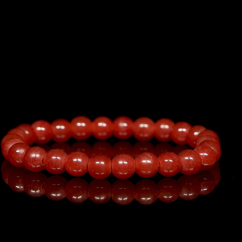 Pulsera de cuentas de ágata Nanhong, dinastía Liao