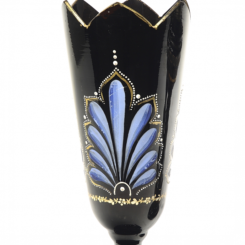 Quinqué and pair of Art Nouveau vases, 20th century - 5