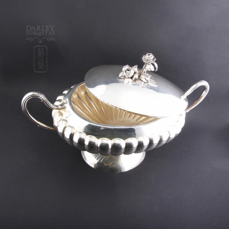 Sopera de plata de ley con rosas. - 1