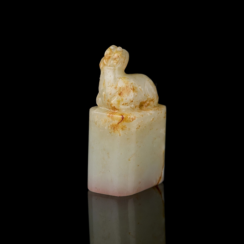 Hetian jade seal ‘Ram’, Qing dynasty