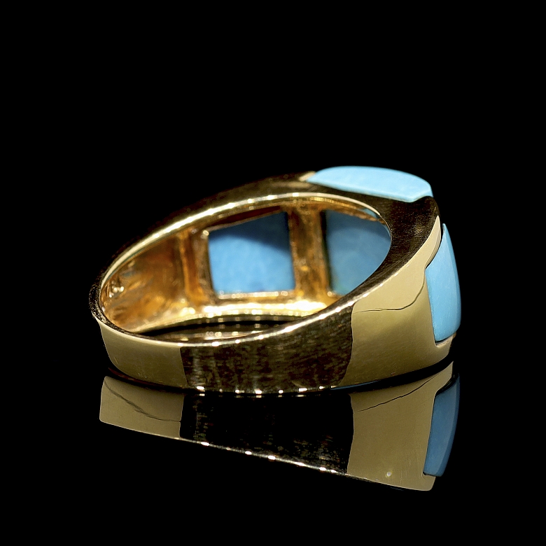 Anillo oro amarillo 18k y turquesa