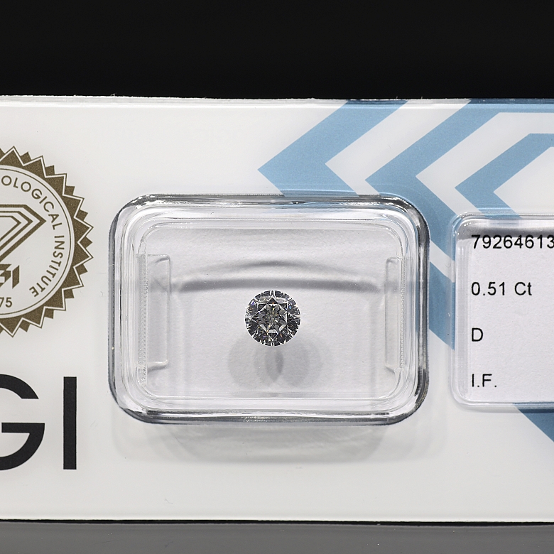 Diamante natural talla brillante, 0.51 ct, certificado IGI