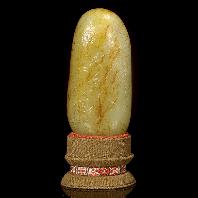 Carved jade stone “Landscape and Poem,” Qing dynasty