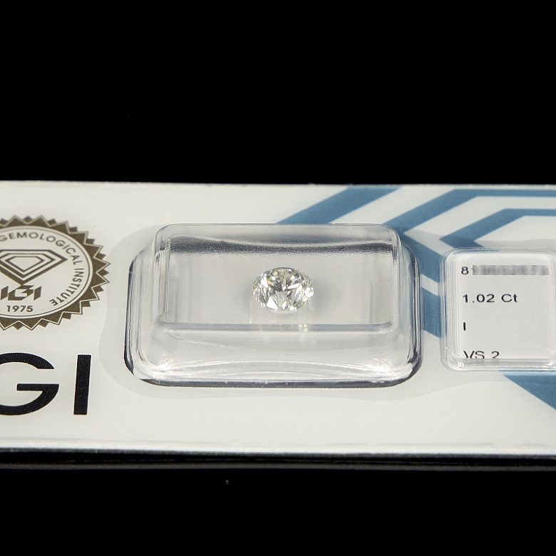 Diamante natural en talla brillante, 1.02 ct, certificado IGI