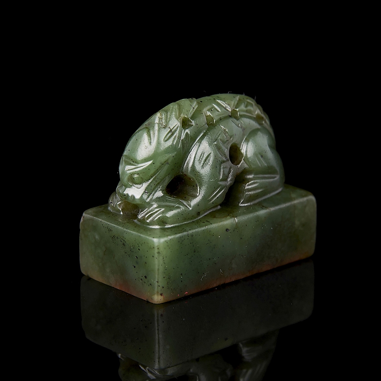 Sello de jade verde espinaca
