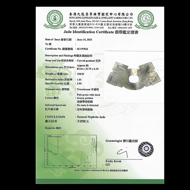Ornamento de jade amarillo, dinastía Qin