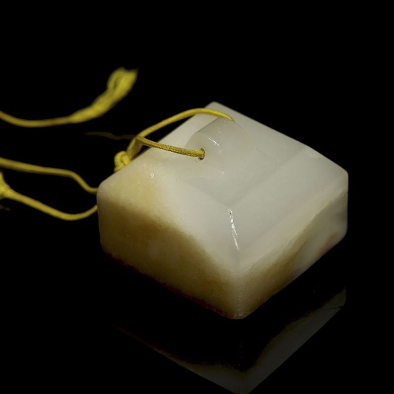 Sello cuadrangular de jade, dinastía Qing