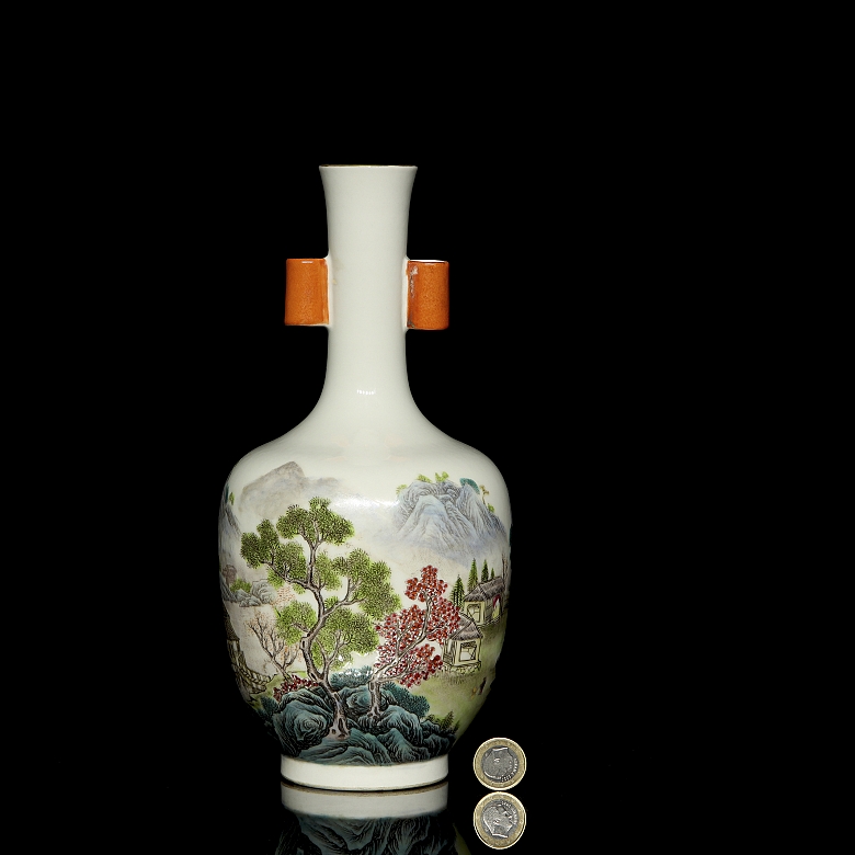 Enameled porcelain vase “Landscape”, with Qianlong mark - 6