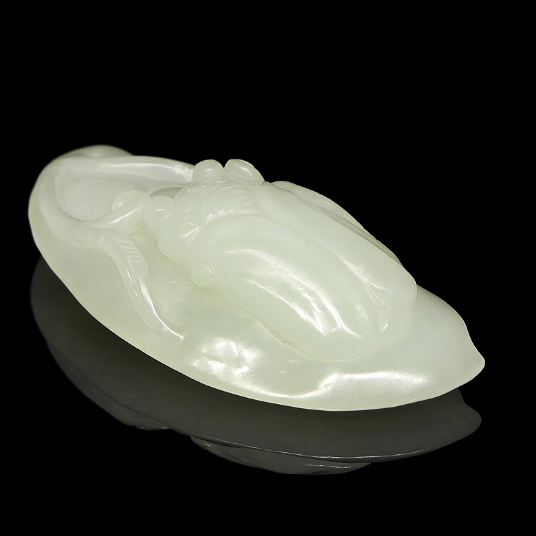 White jade pendant, ‘Insect on Fruit,’ Qing dynasty