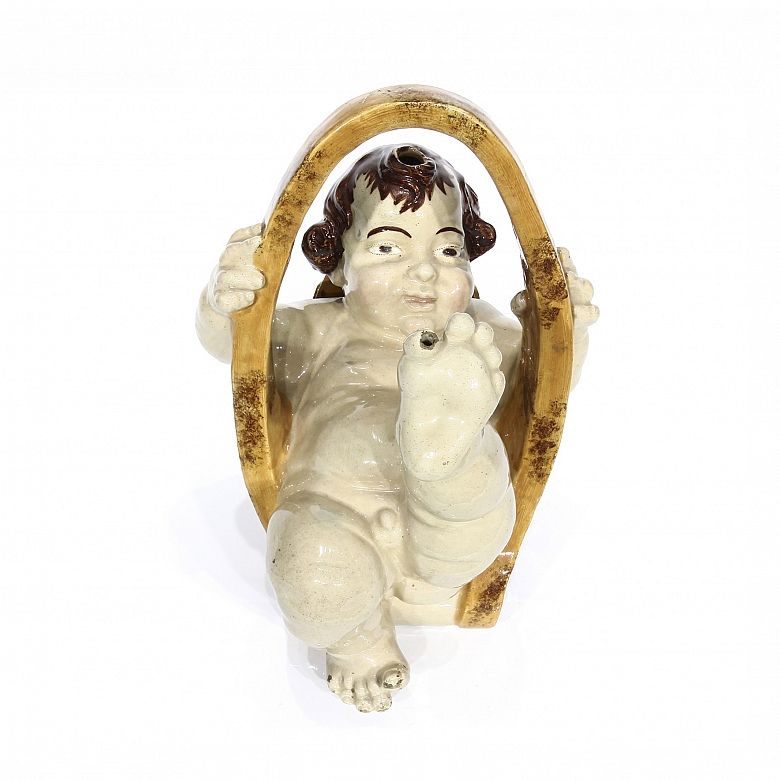 Botijo in glazed earthenware, Biar, 20th century