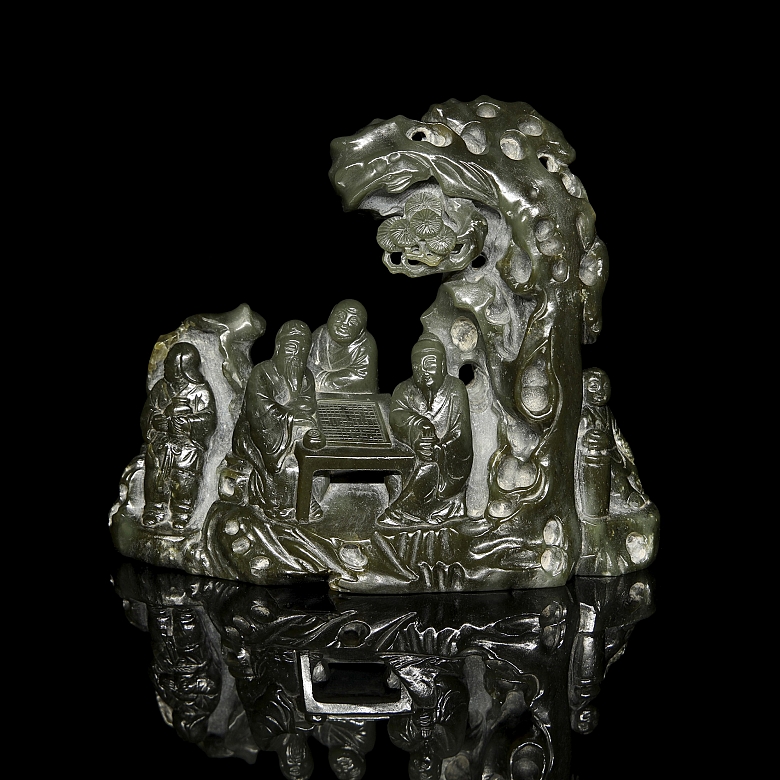 Figura de jade verde espinaca 