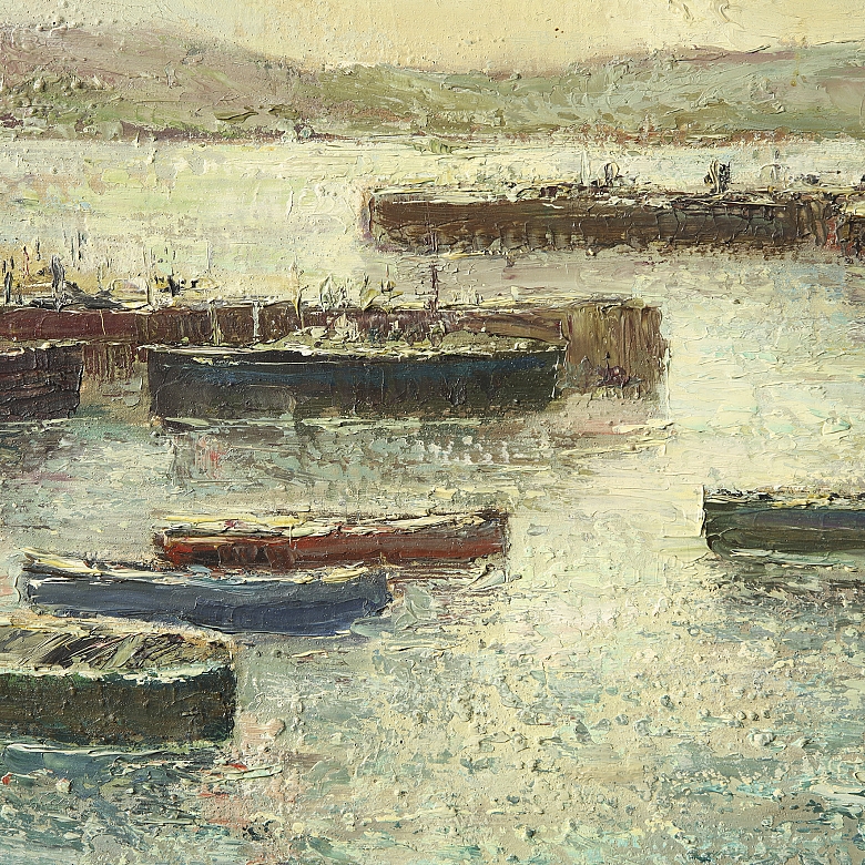 Manuel Sanchez Domingo (20th century) ‘Marine in the harbour’, 1976 - 2