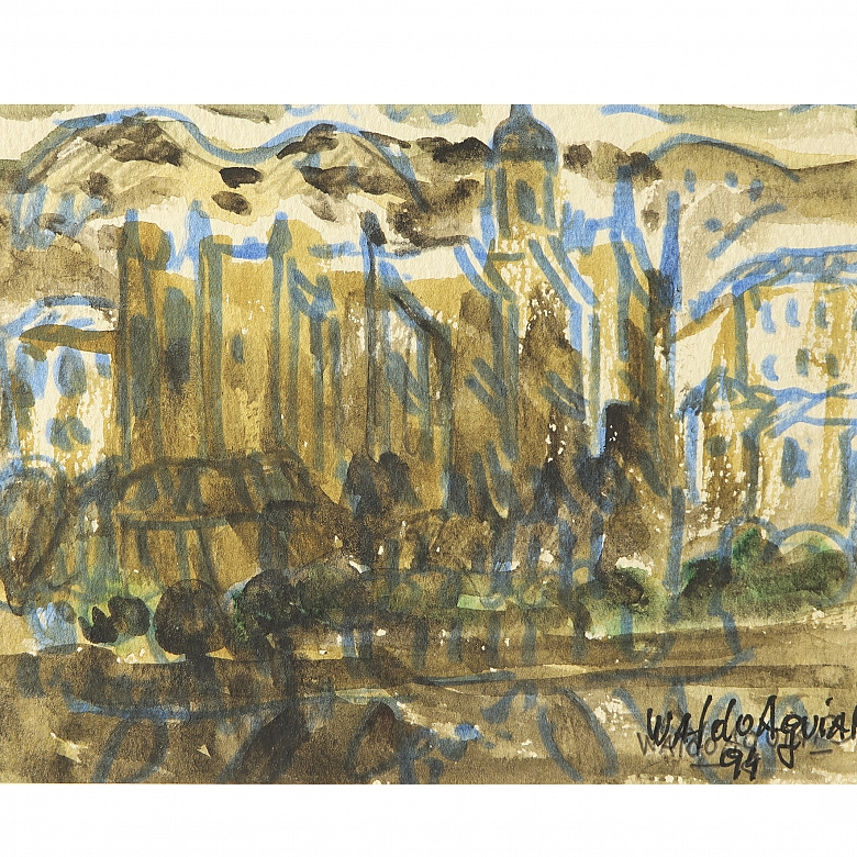 Waldo Aguiar y Carmona (1930–2000) “Pair of Landscapes,” 1994