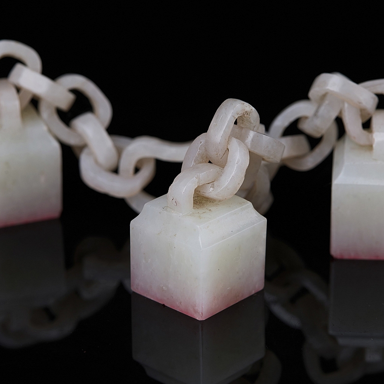 Set of three white Hetian jade seals, Qing dynasty