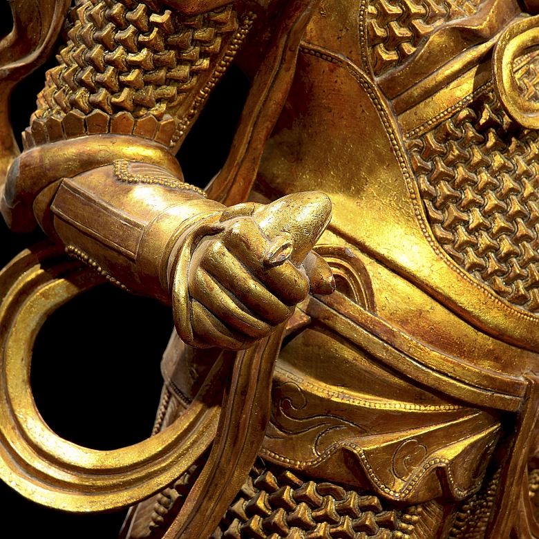 Magnificent bronze figure of ‘Guăng Mù Tiān wáng, Heavenly King’, Ming dynasty