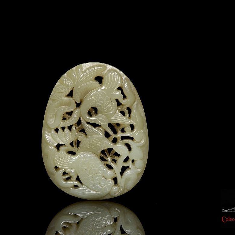 Jade plaque ‘Herons and lotuses’, Qing dynasty