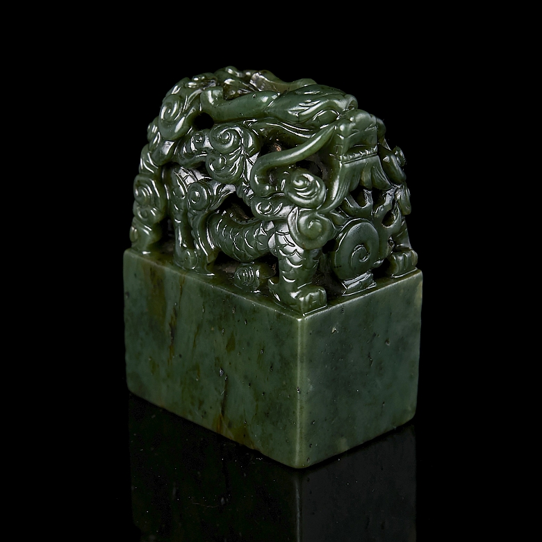 Sello de jade verde espinaca 