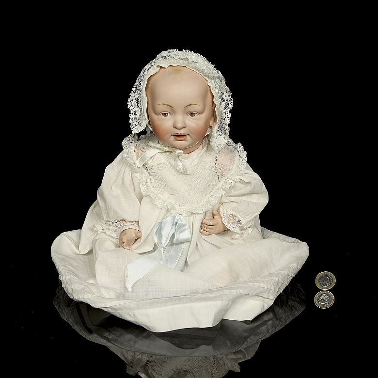 Muñeca de porcelana de carácter Hertel, Schwab & Co., Alemania, c. 1912-1915