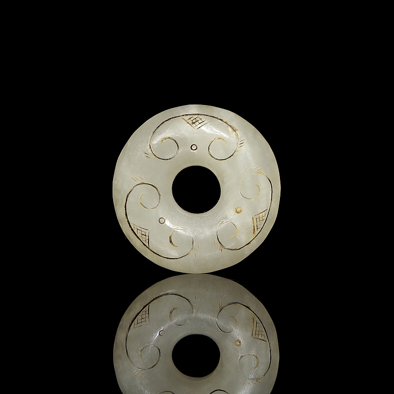 Colgante de jade de Hetian con oro, plata y turmalina, dinastía Tang