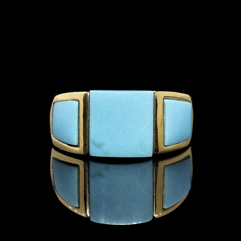 Anillo oro amarillo 18k y turquesa