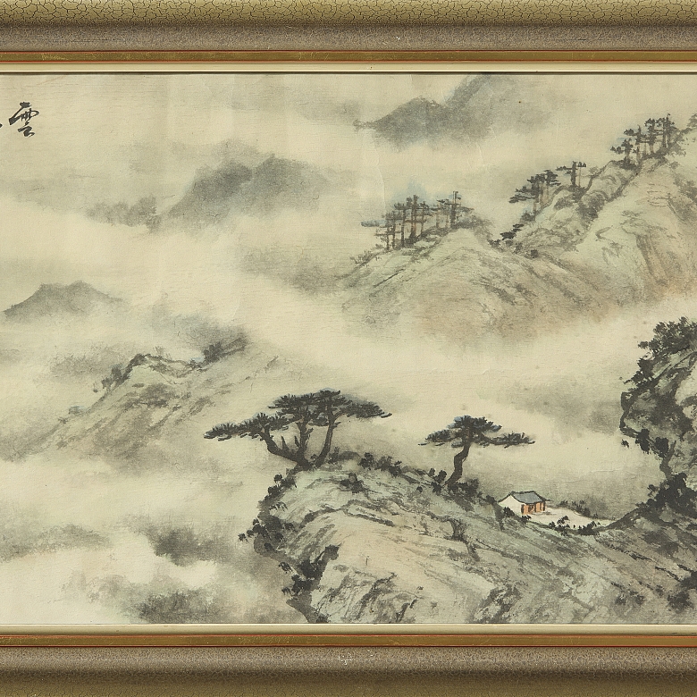 Chinese painting ‘Landscape amidst mist’, 20th century - 1