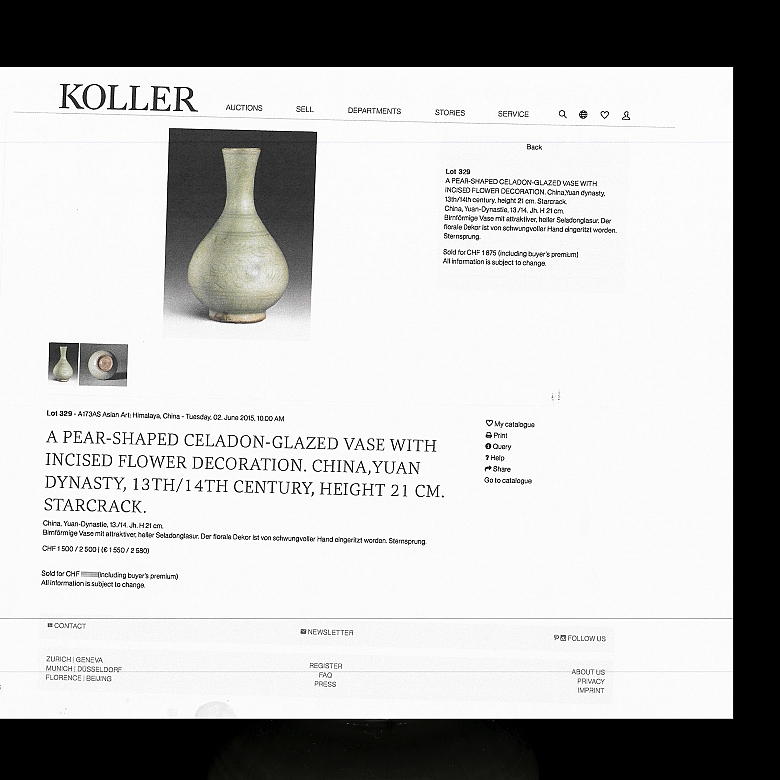 Jarrón de cerámica con esmalte celadón 
