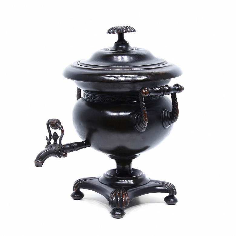 Samovar de latón patinado, S.XX