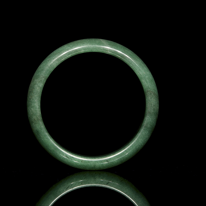 Green jade bangle, 20th century