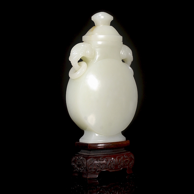 Jarrón de jade blanco de Hetian