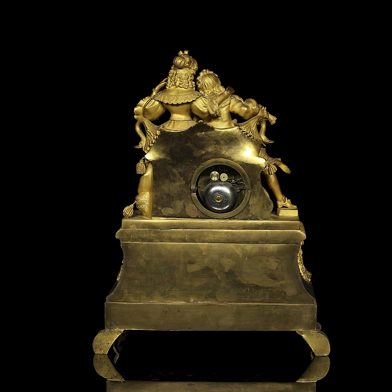 Reloj de sobremesa de bronce dorado, Napoleón III, Francia, S.XIX