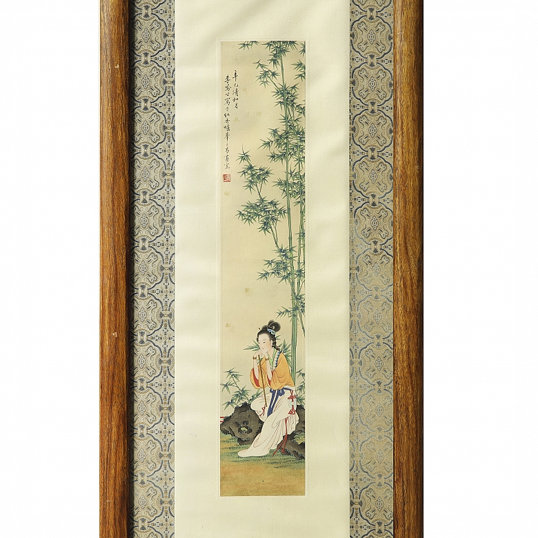 Chinese painting “Lady and poem”, 20th century - 1