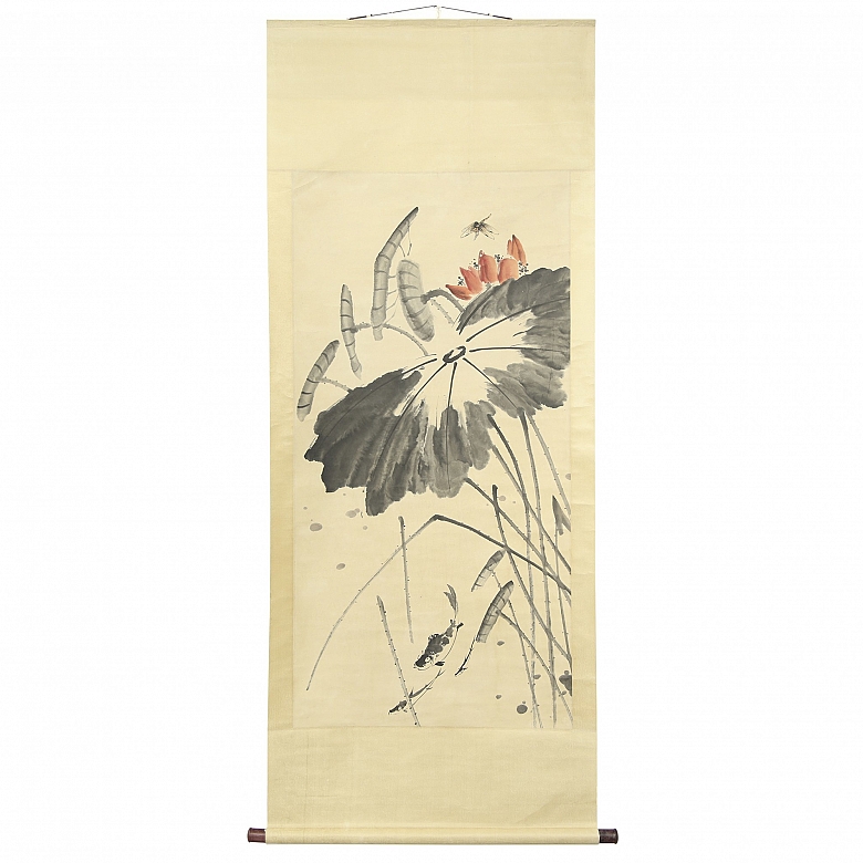 Chinese painting ‘Fish in a pond’, 20th century