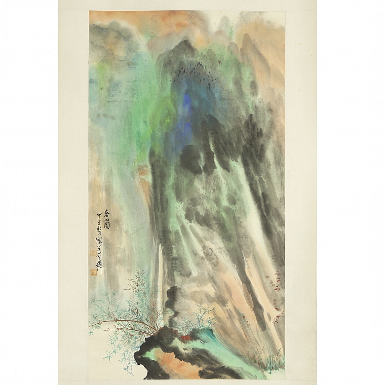 Chinese painting on paper ‘ Mountain Composition’, 20th century - 1
