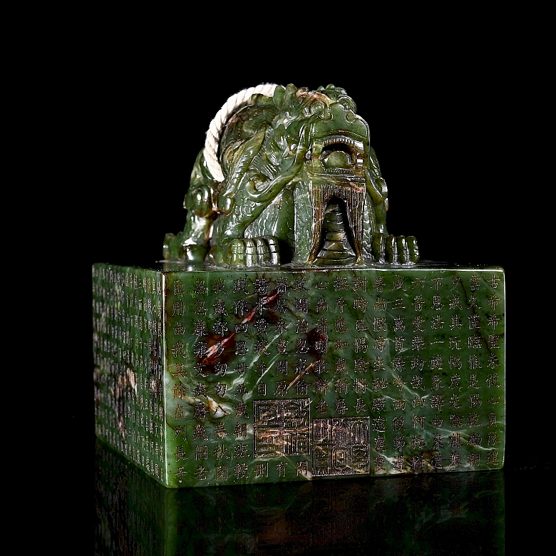 Sello de jade verde espinaca
