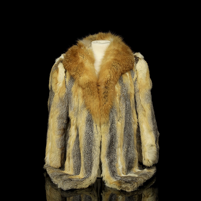Short red fox fur coat