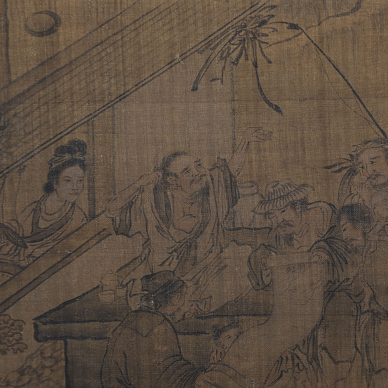 Chinese painting ‘Court Scene under the Pine Tree’, signed Li Song