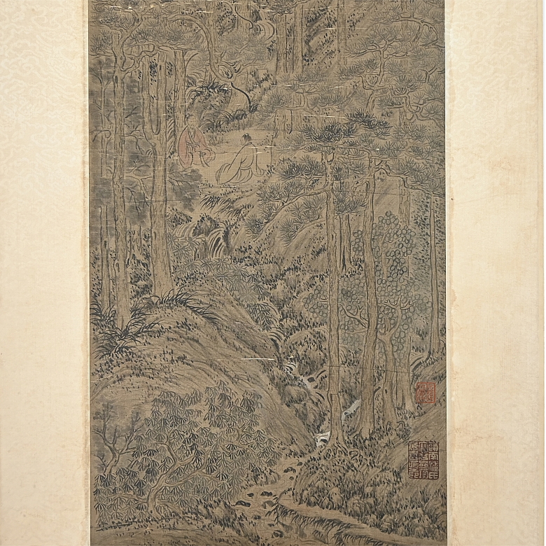 Chinese painting “Mountain and Forest Landscape,” signed Shen Zhou