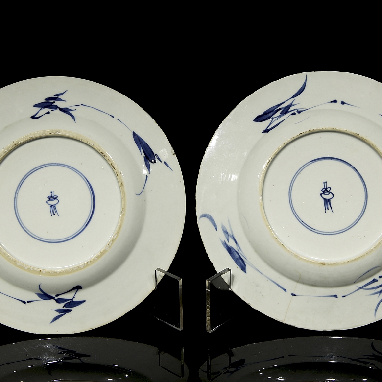 Pareja de platos de porcelana