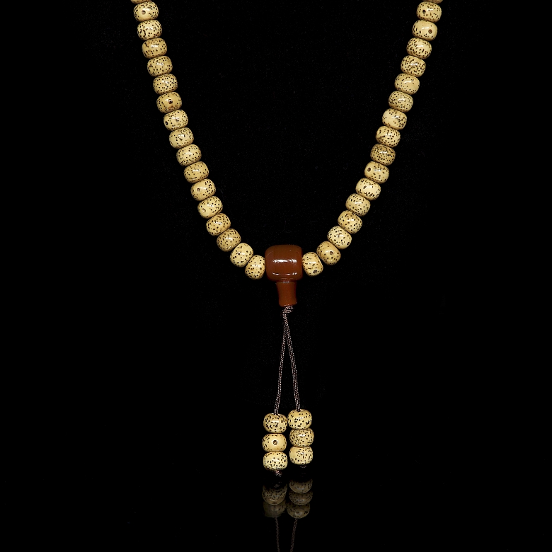 Mala with 118 seed, amber and turquoise beads, 20th century - 2